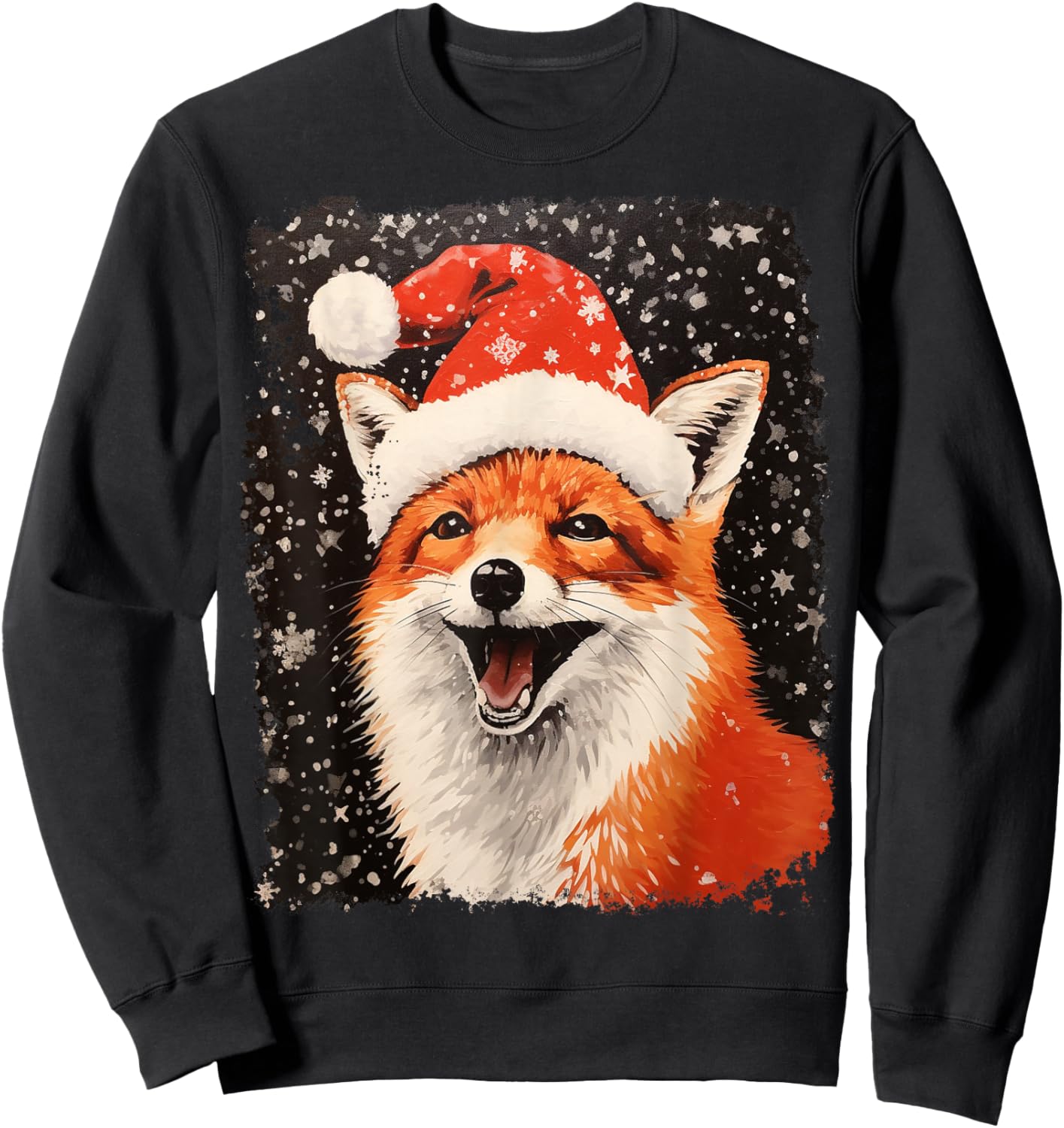 Cute Christmas Fox Sweatshirt - Sweatshirt | Black