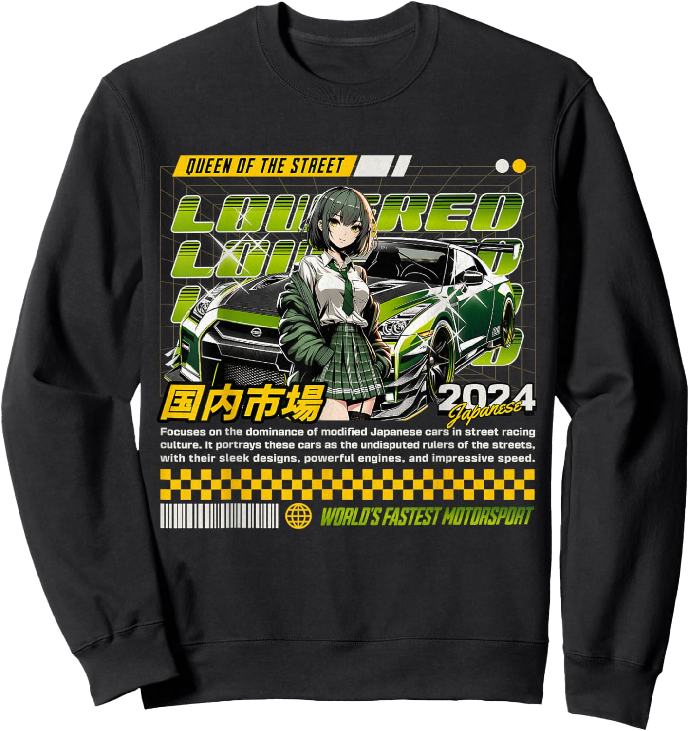 JDM Tokyo Japan Drift Race Car Tuning Retro Vintage Graphic Sweatshirt - Sweatshirt | Black