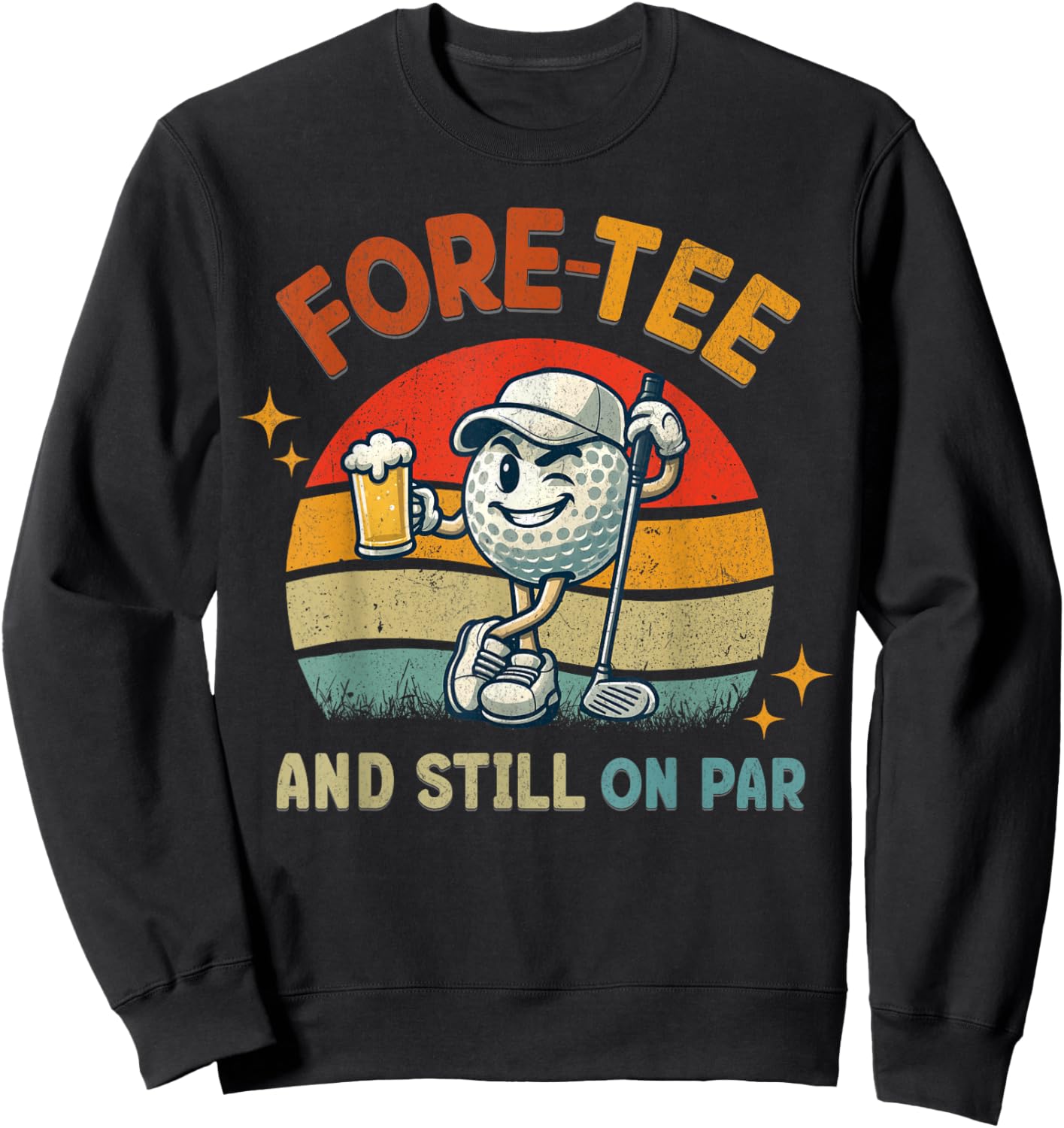 Retro Fore Golf Birthday Party 40th Birthday Golfing Sweatshirt - Sweatshirt | Black