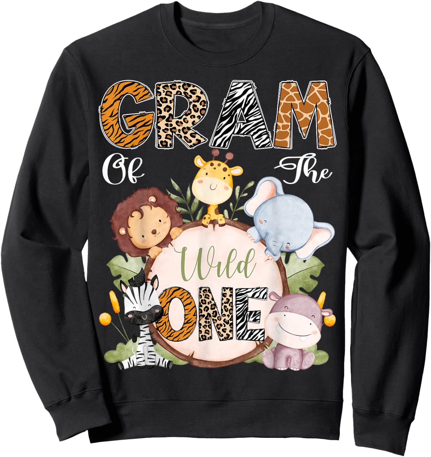 Gram Of The Wild One 1St Birthday Safari Woodland Sweatshirt - Sweatshirt | Black