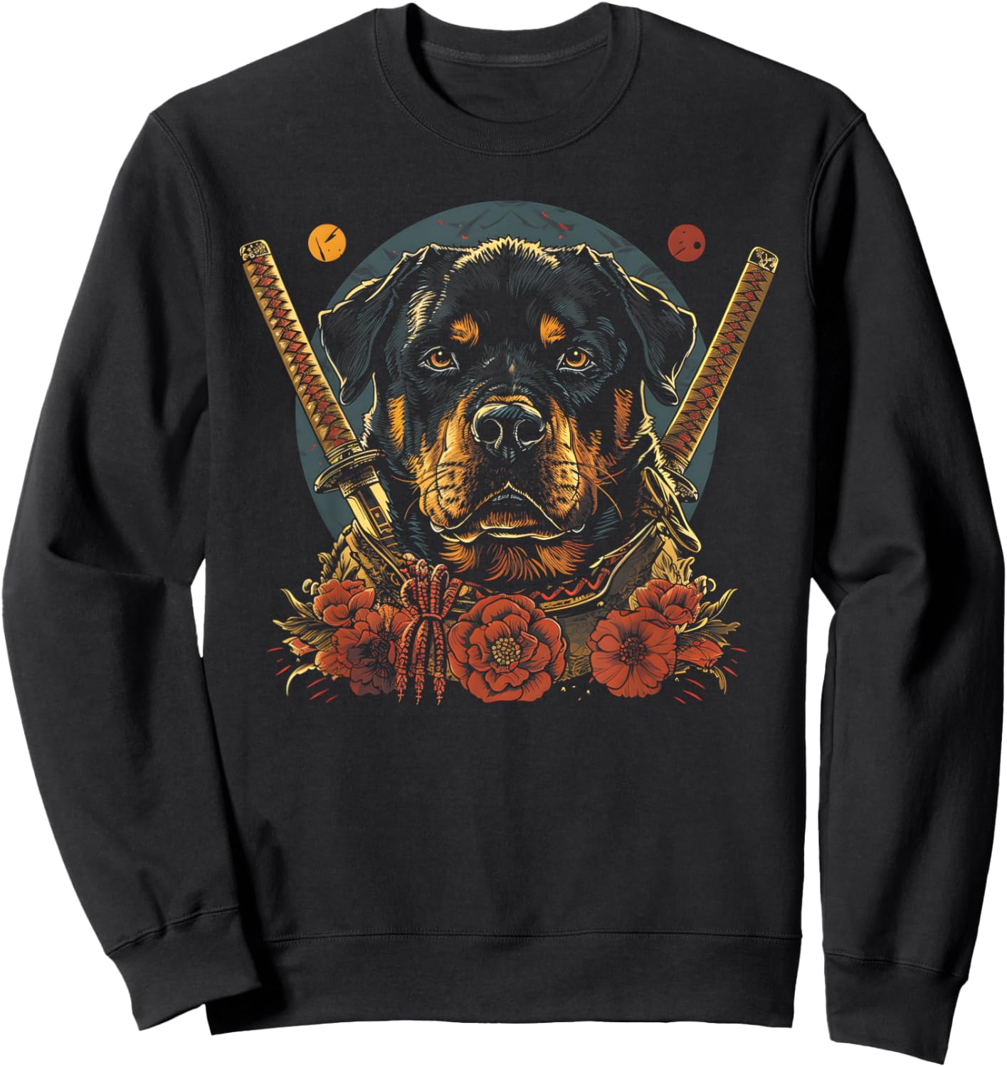 Rottweiler Dad Cute Japanese Anime Stuff Samurai Dog Ninja Women Kids Sweatshirt - Sweatshirt | Black