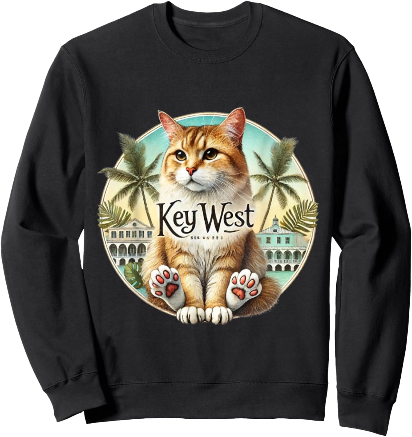 Key West Hemingway Cat 6 Toes Polydactyl Sweatshirt - Sweatshirt | Black