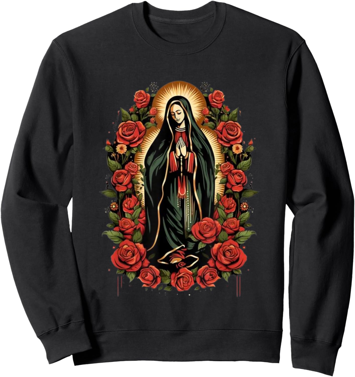 Our Lady De Guadalupe Shirt Men Women Roses Sweatshirt - Sweatshirt | Black