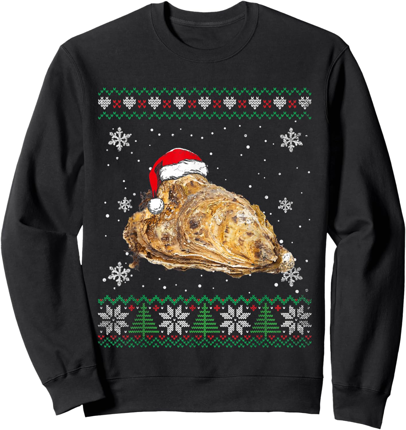 Santa Oyster Ugly Sweater Animals Christmas Pajama Sweatshirt - Sweatshirt | Black