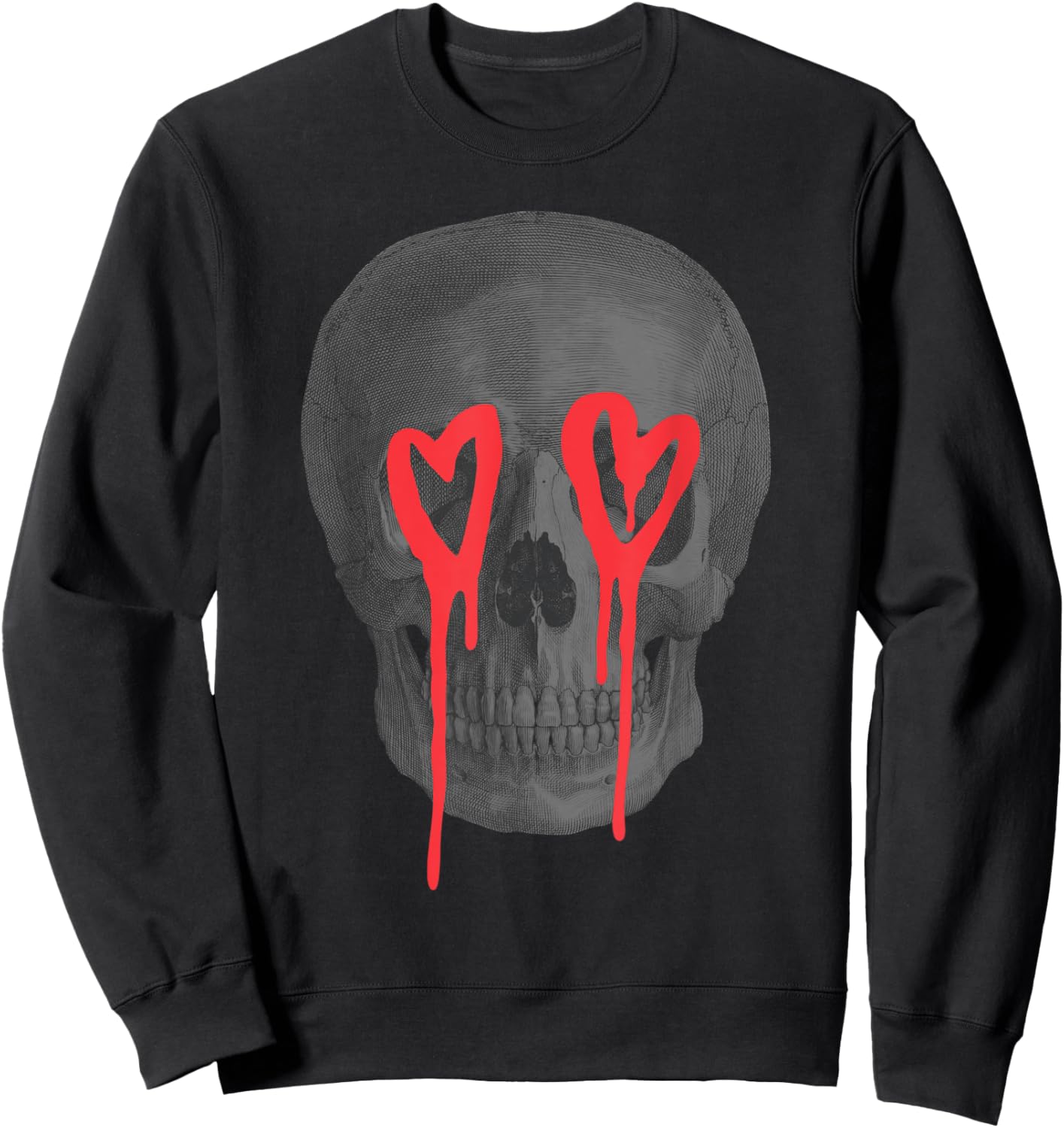 Graffiti Heart Skull Edgy Cool Valentine's Day Graphic Sweatshirt - Sweatshirt | Black