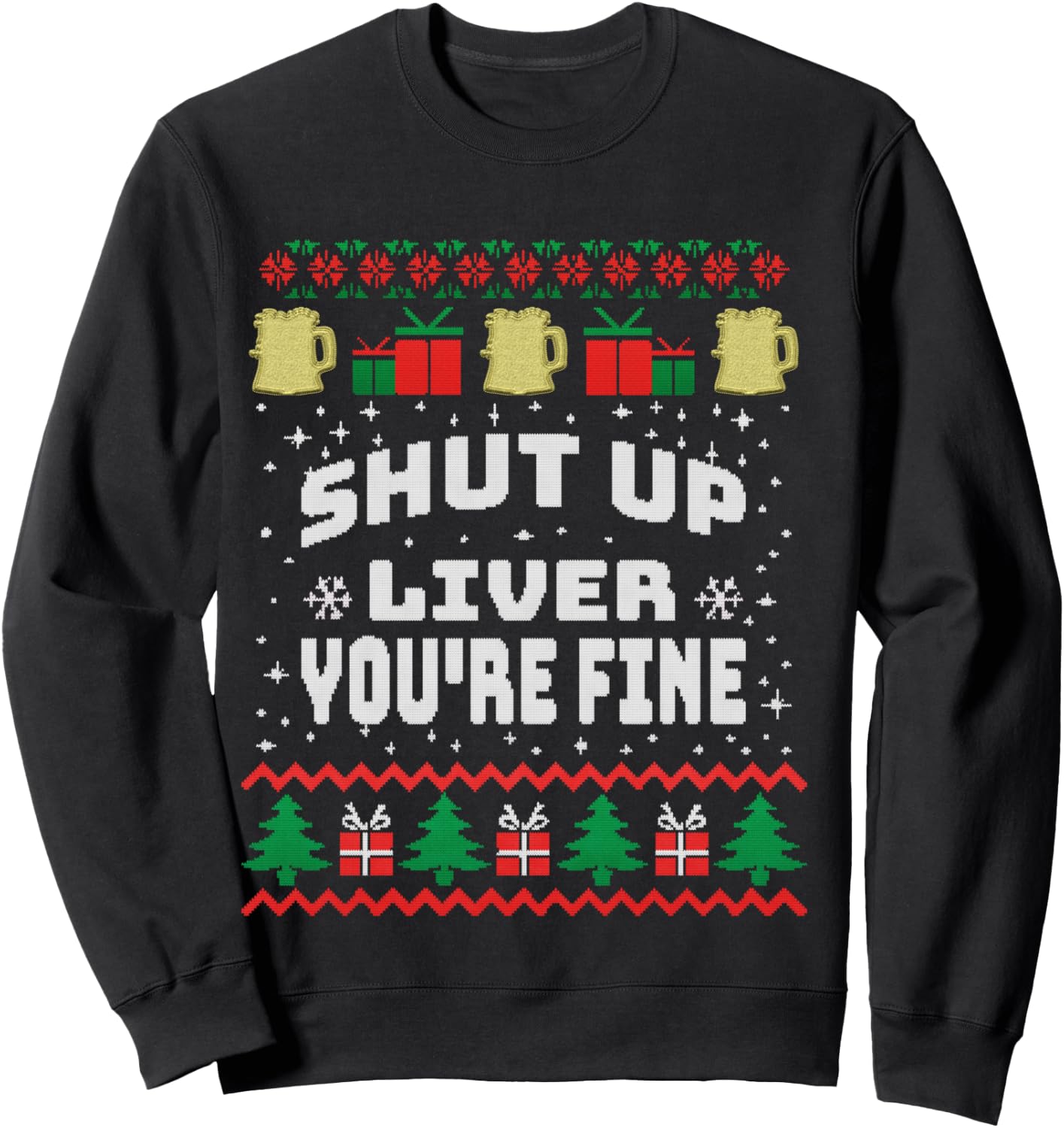 Drinking Xmas Shirt with Beer, Stitch an Knitting Sweatshirt - Sweatshirt | Black