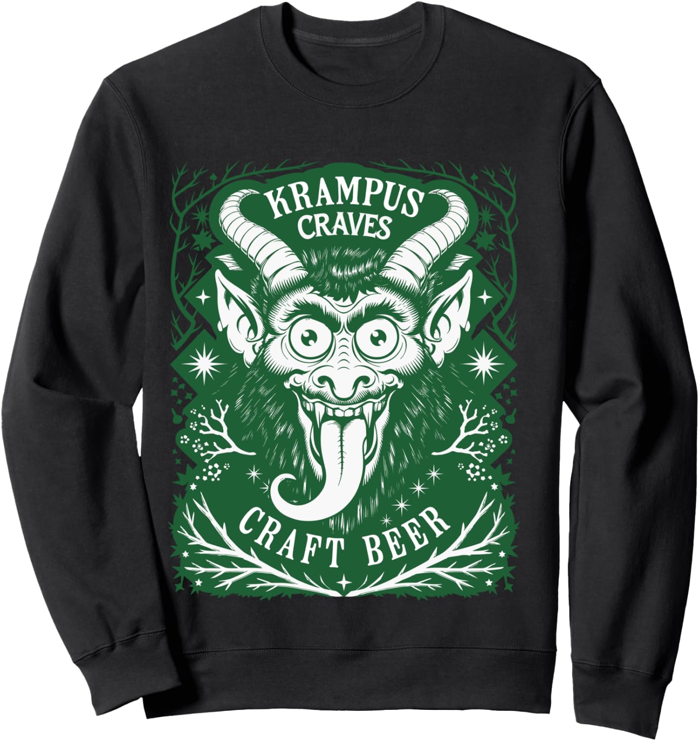 Krampus Craves Craft Beer for Funny German Krampus Folklore Sweatshirt - Sweatshirt | Black