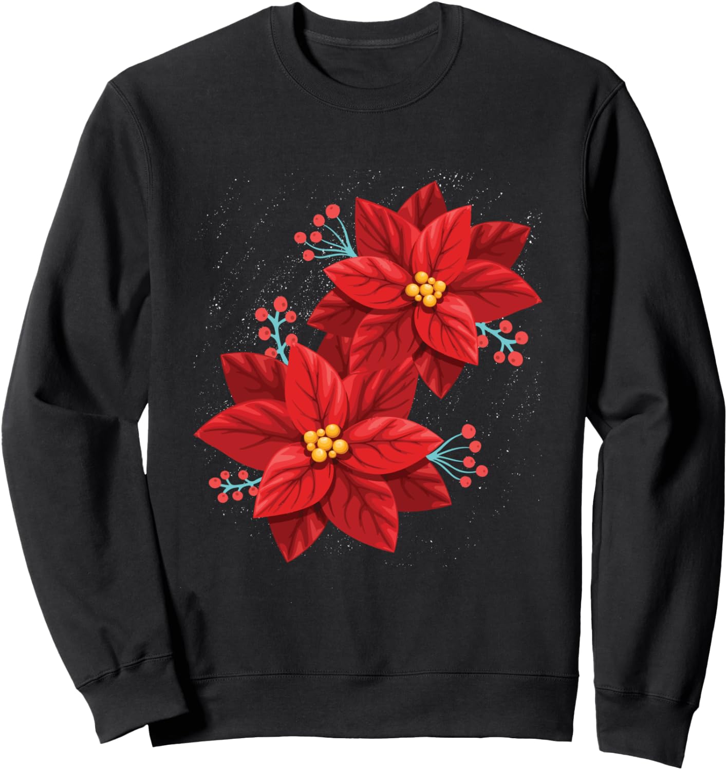 Red Poinsettia - Merry Christmas Flower - Happy Xmas Gift Sweatshirt - Sweatshirt | Black