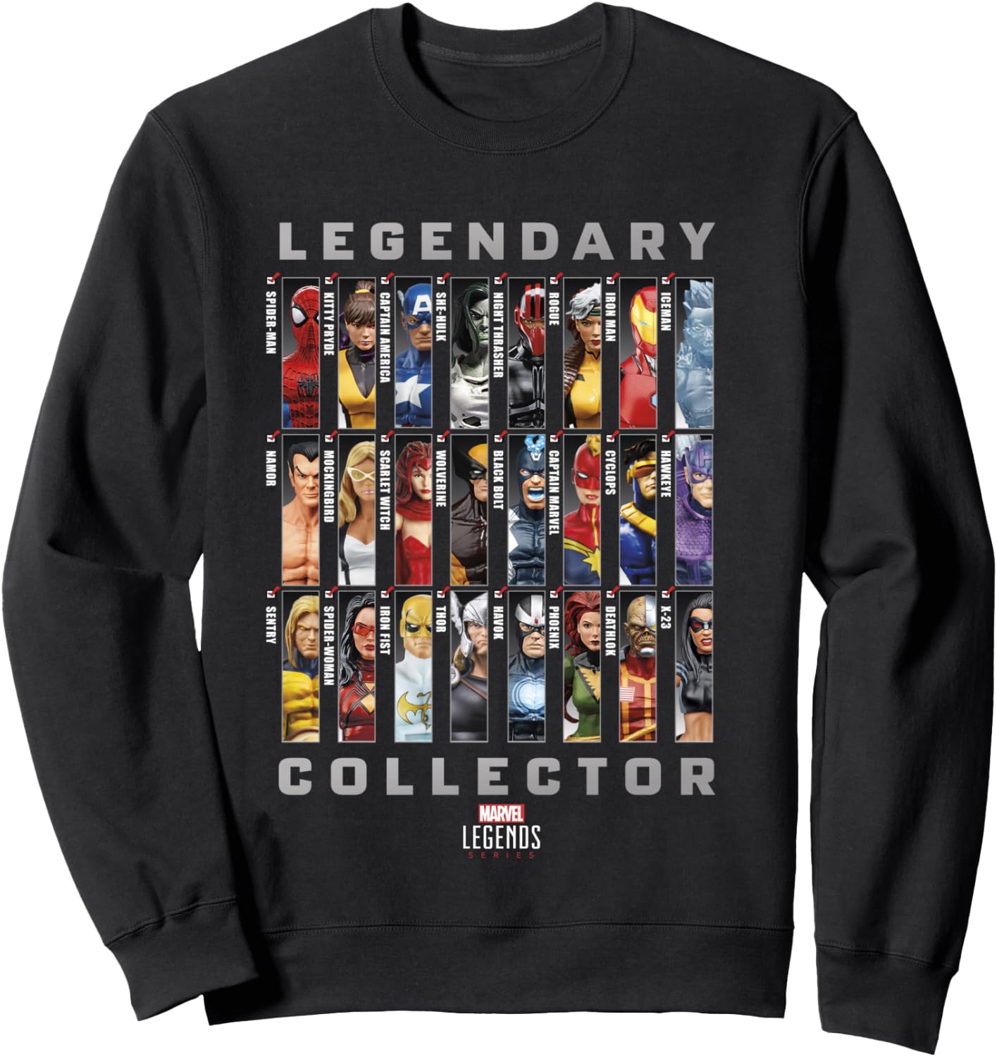 Marvel Legends Series Legendary Collector Checklist Sweatshirt - Sweatshirt | Black