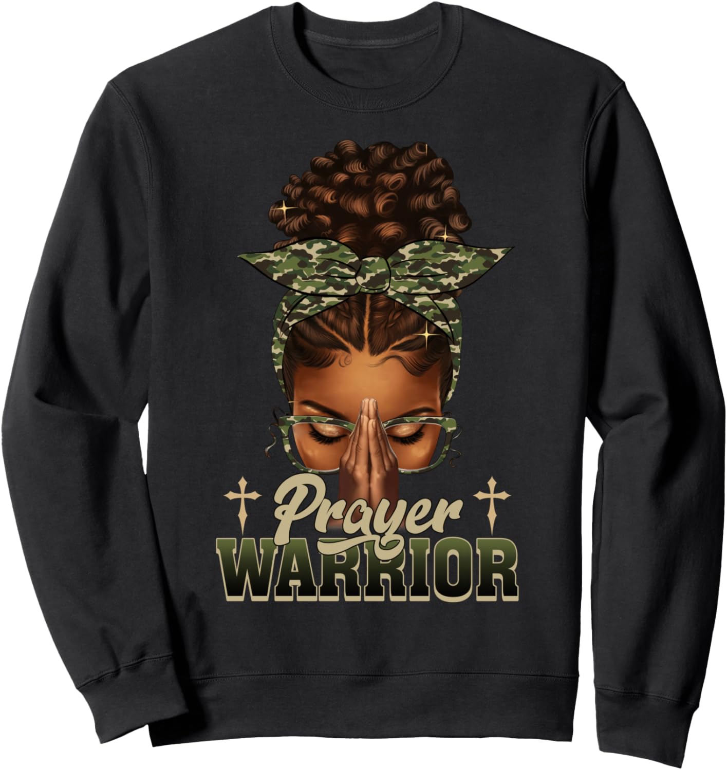Praying Black Woman Afro Christian Sayings Prayer Warrior Sweatshirt - Sweatshirt | Black
