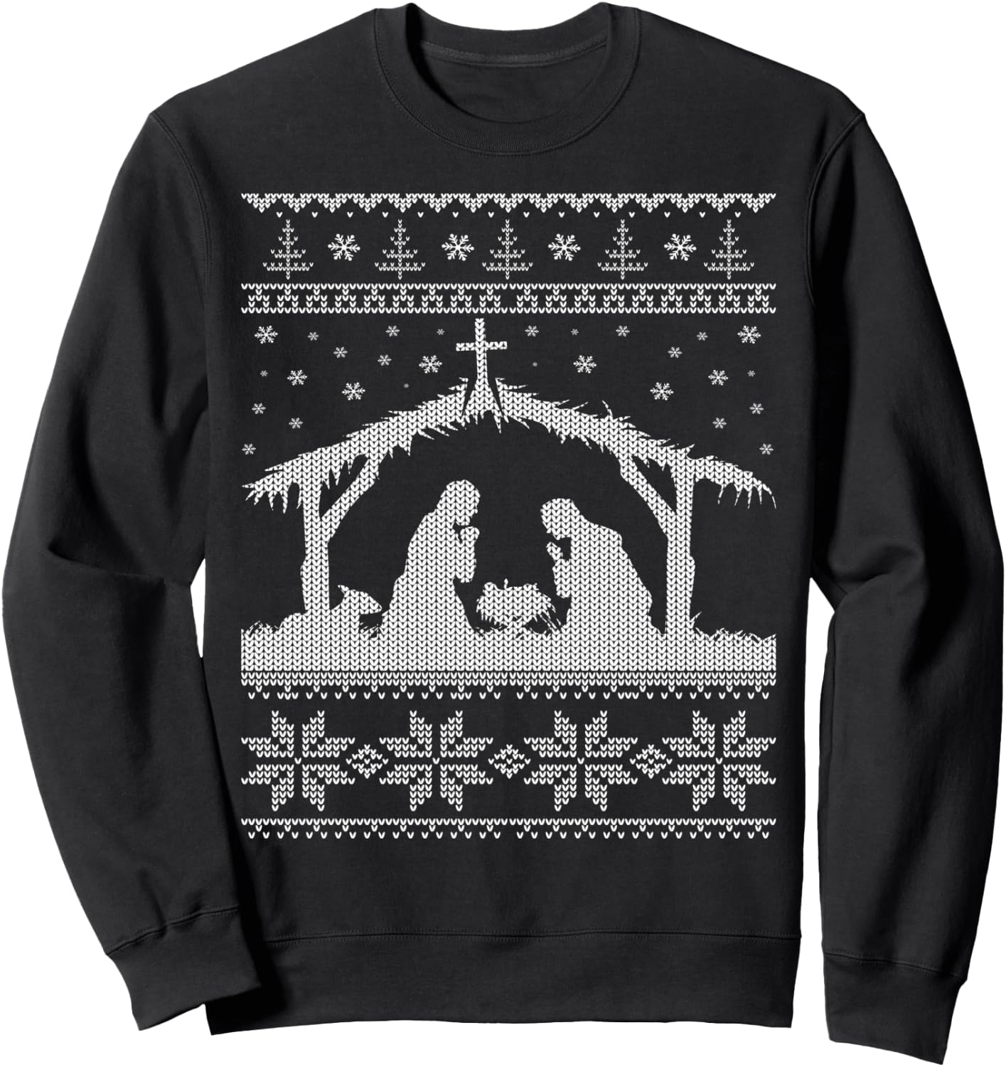 Nativity Scene Ugly Christmas Sweater Design Sweatshirt - Sweatshirt | Black