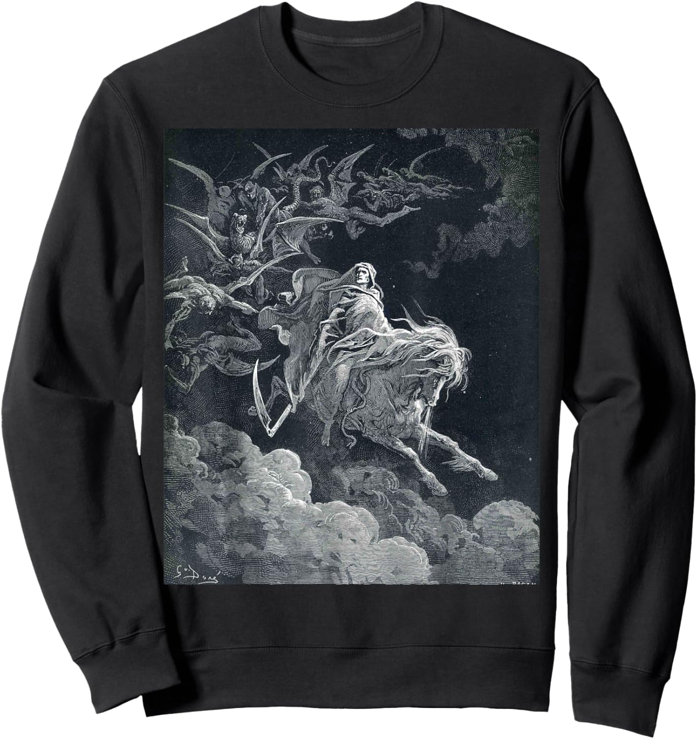 Gustave Dore The Vision of Death Print Sweatshirt - Sweatshirt | Black