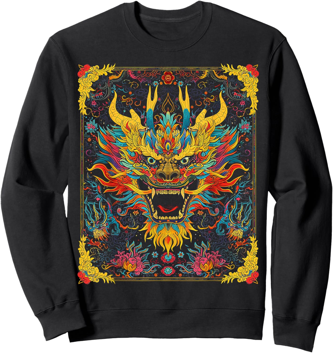 Dragon Artwork Colorful Animal Abstract Art Dragon Sweatshirt - Sweatshirt | Black