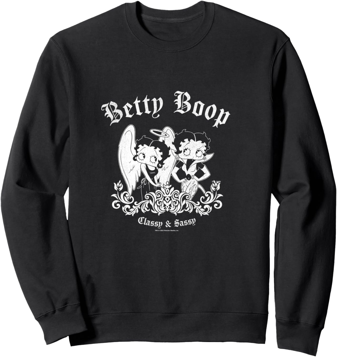 Betty Boop Classy & Sassy Angel & Demon Vintage Logo Sweatshirt - Sweatshirt | Black