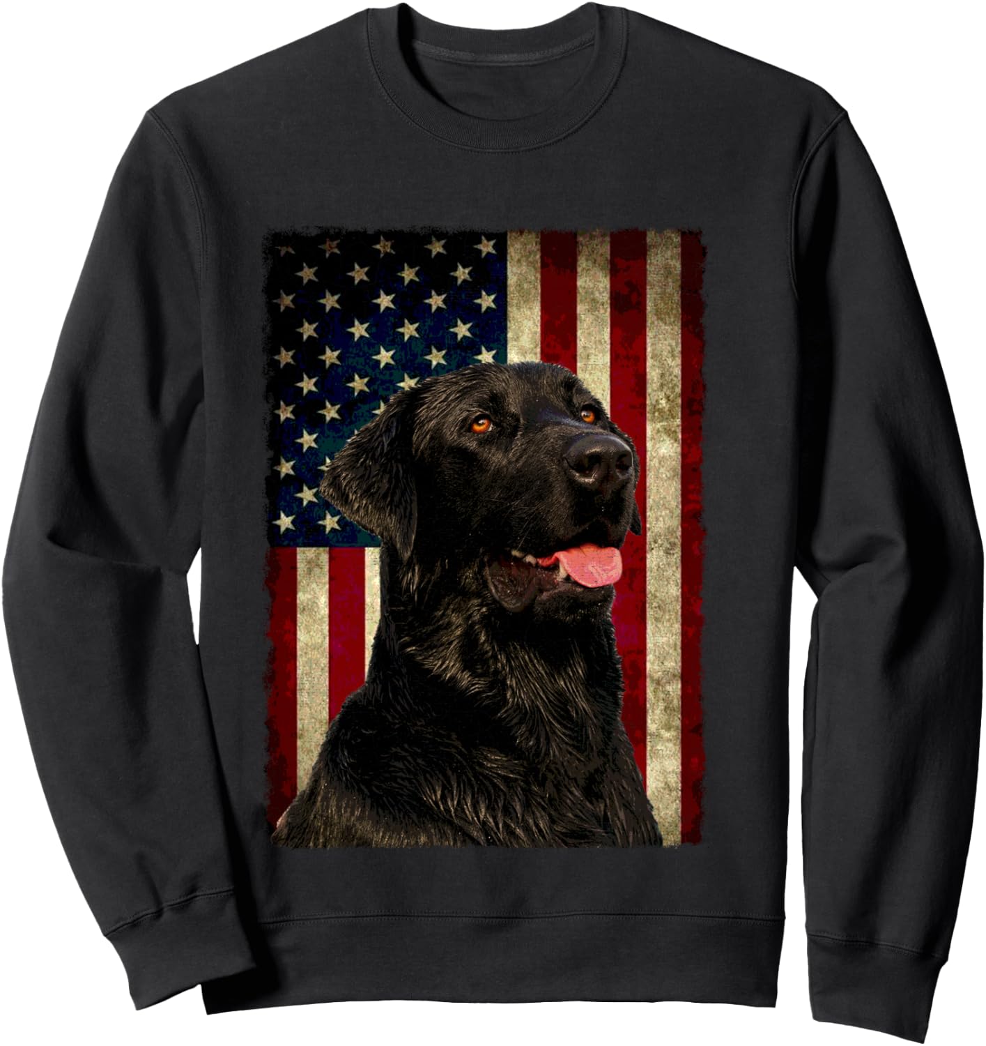 Black Labrador Lab Shirt Gift USA Flag Lab Owner Sweatshirt - Sweatshirt | Black