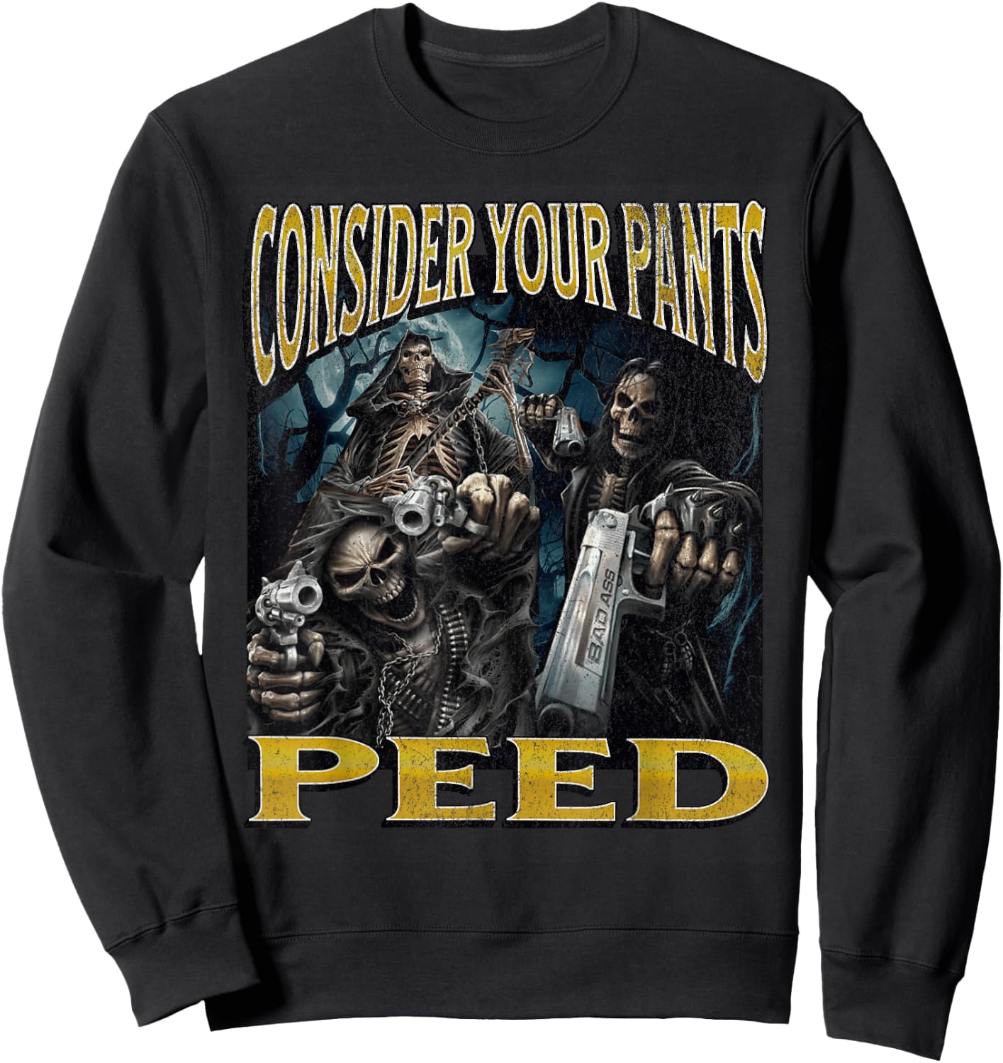 MildlyPerturbed -Adults Skeleton Meme , Black, X-Small, Short Sleeves Sweatshirt - Sweatshirt | Black