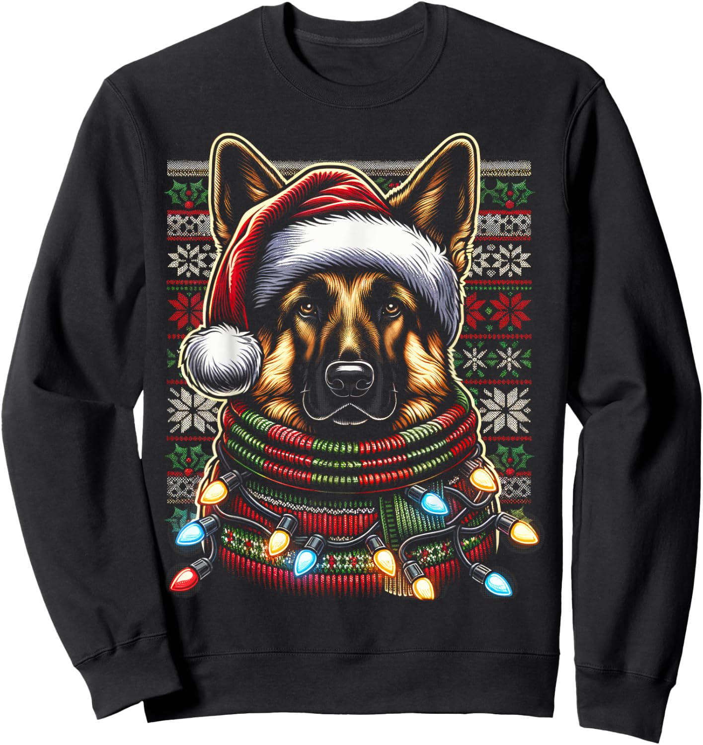 Christmas German Shepherd Xmas Shepherd Mom Dog Lover Sweatshirt - Sweatshirt | Black