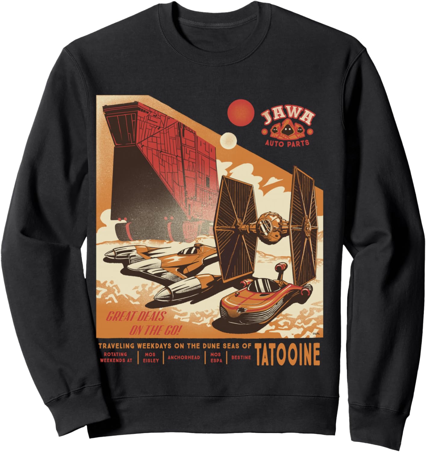 Star Wars Jawa Auto Parts Tatooine Deals Funny Ad Parody Sweatshirt - Sweatshirt | Black