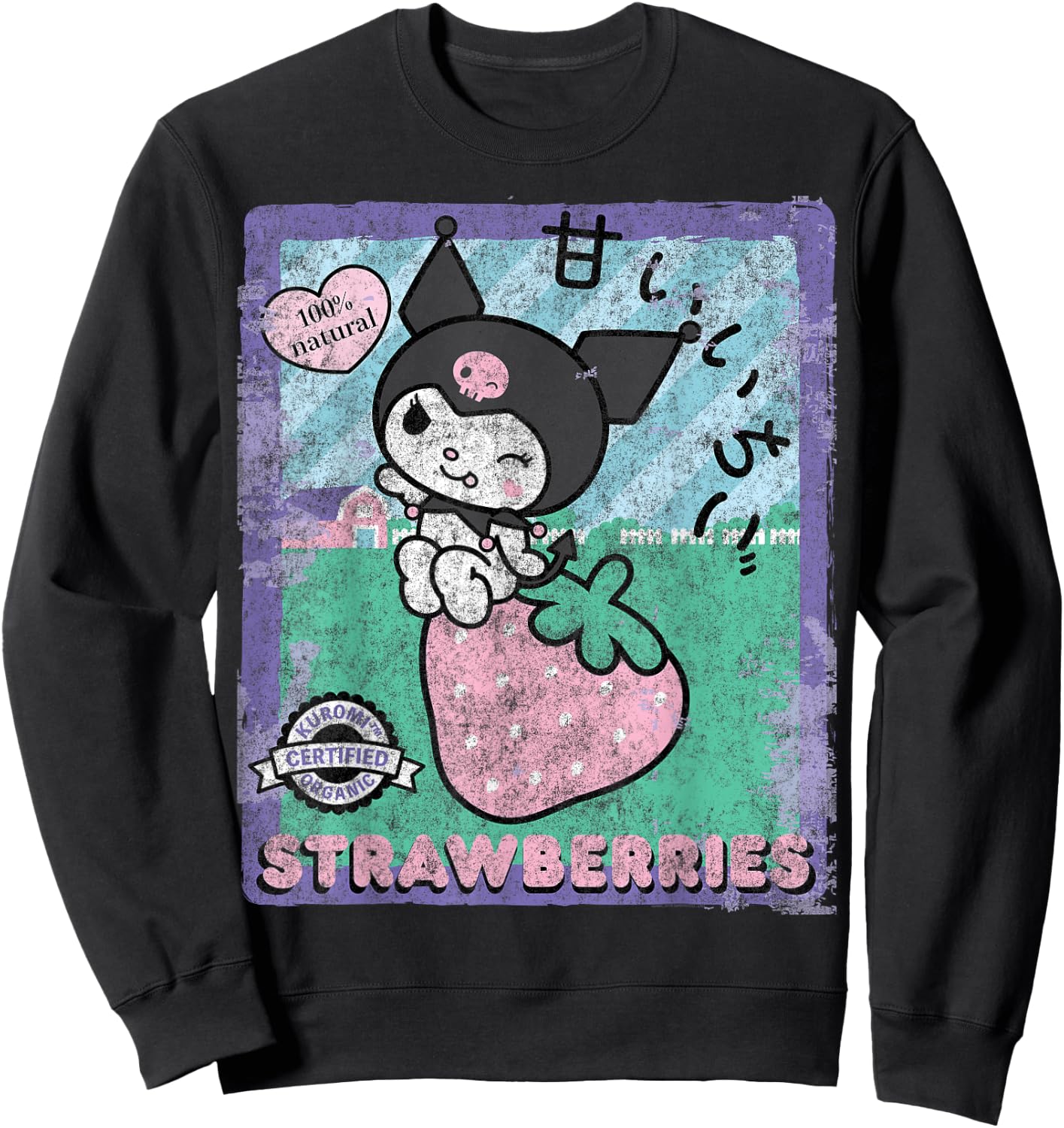 BONRI Kuromi Strawberry Picking Strawberries Farm sleeve/type Sweatshirt - Sweatshirt | Black
