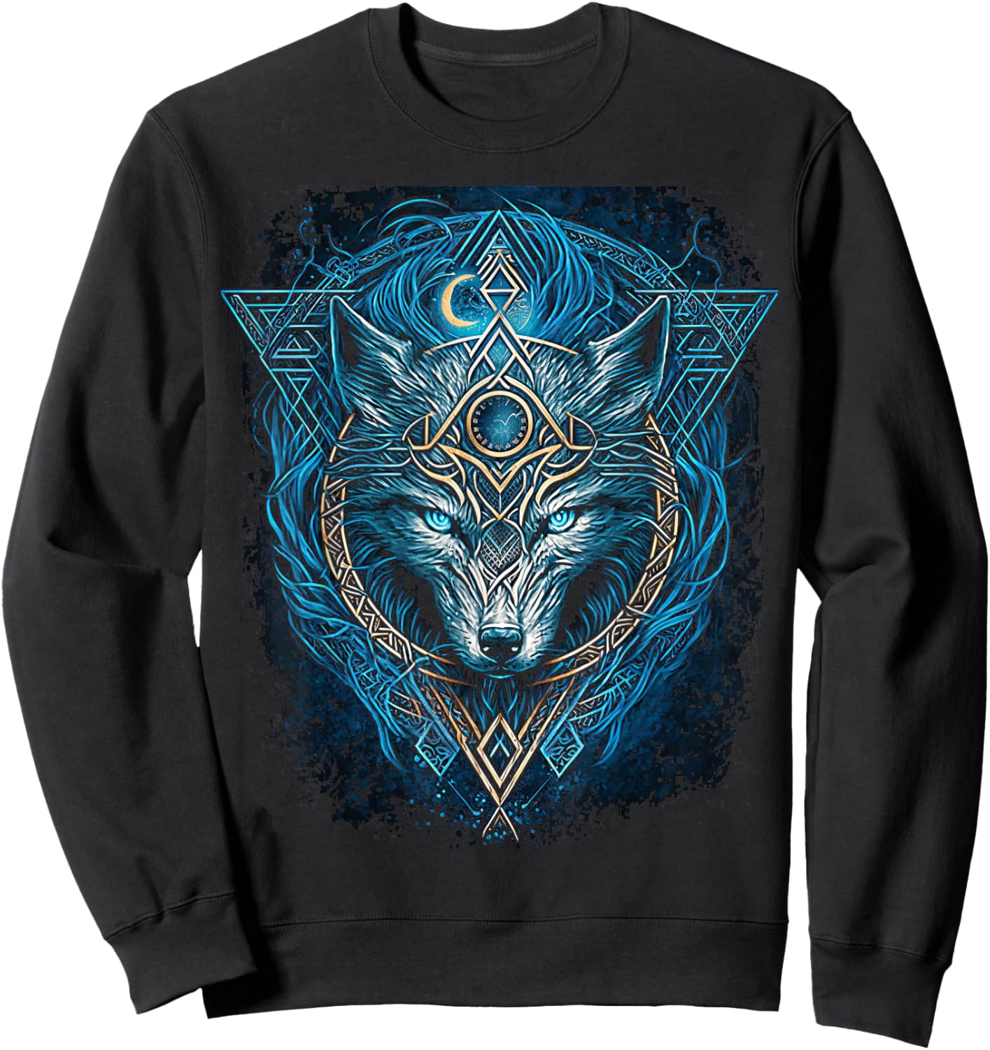 Odins Wolf Viking Norse Runes Nordmann Mythology Sweatshirt - Sweatshirt | Black