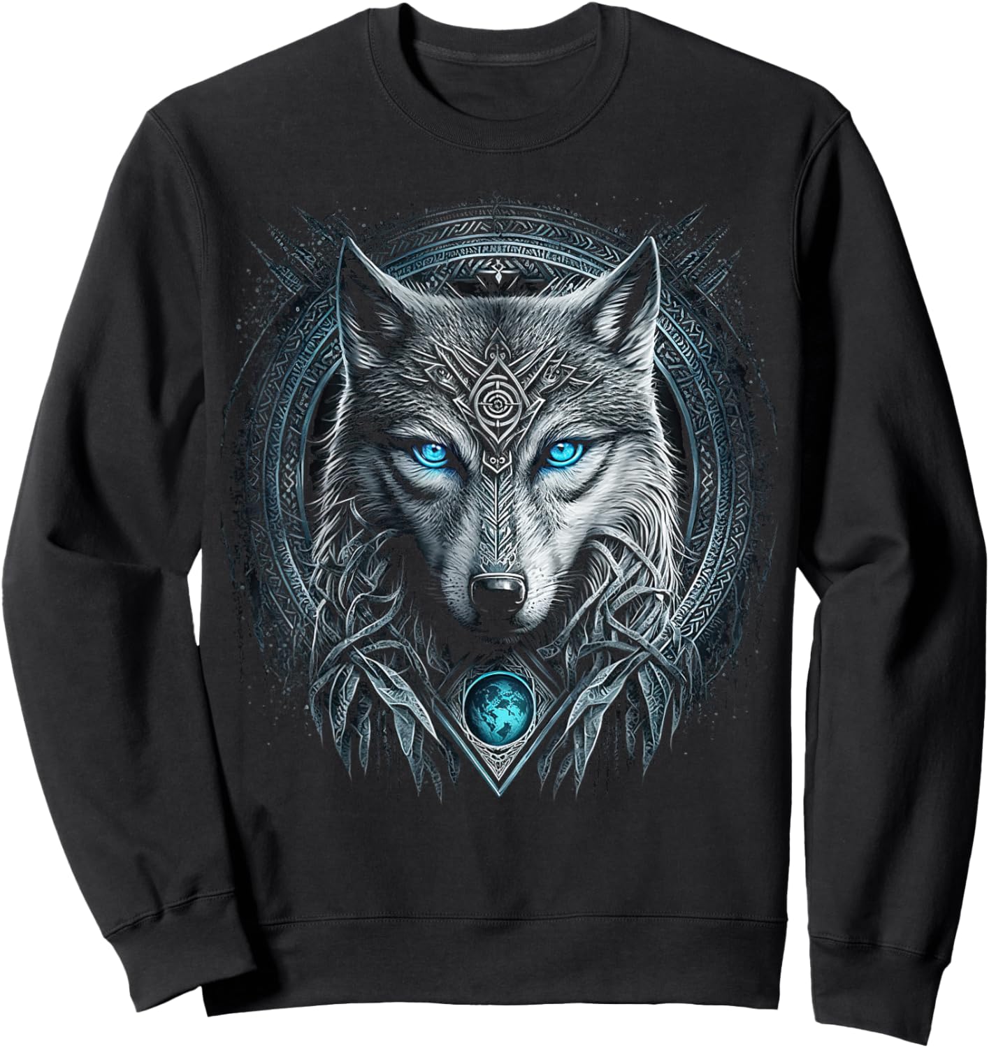 Odins Wolf Viking Norse Runes Nordmann Mythology Sweatshirt - Sweatshirt | Black