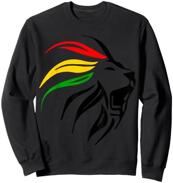 Lion Of Judah, Reggae Lion, Red Gold And Green Lion, Jah Sweatshirt - Sweatshirt | Black