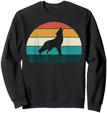 Cool Sunset Grey Wolf Howl - Retro / Vintage Wild Wolves Sweatshirt - Sweatshirt | Black