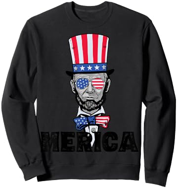 4th of July Abe Lincoln Merica BZR Funny Kids Sweatshirt - Sweatshirt | Black