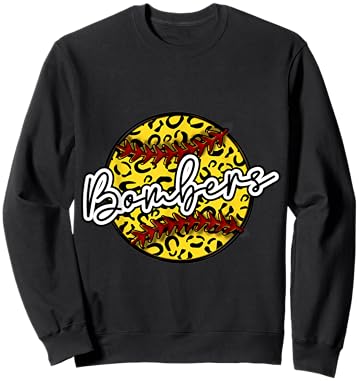 BOMBERS Leopard Cheetah Softball Team Trendy Cute Womans Top Sweatshirt - Sweatshirt | Black