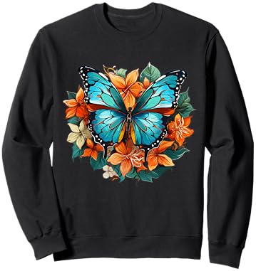 Colorful Butterfly I Flower Butterfly Sweatshirt - Sweatshirt | Black