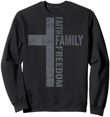 Faith Family & Freedom - Patriotic Christian Cross - ON BACK Sweatshirt - Sweatshirt | Black