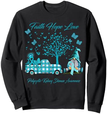 Faith Hope Love Polycystic Kidney Disease Awareness Gifts Sweatshirt - Sweatshirt | Black