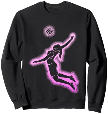 Volleyball Mädchen Damen Schwarz S V-Ausschnitt Kurzarm Klassisch Pull-On 1 Count Sweatshirt - Sweatshirt | Black