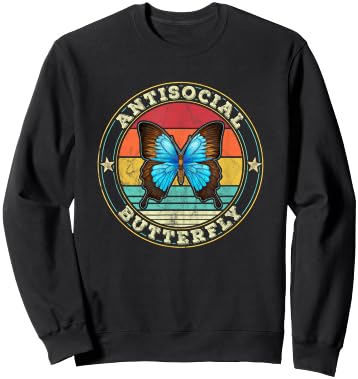 Antisocial Butterfly Vintage Retro Introvert Sweatshirt - Sweatshirt | Black