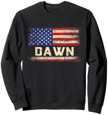 Dawn First Name Shirt Dawn Name American Flag Women Kids Men Sweatshirt - Sweatshirt | Black