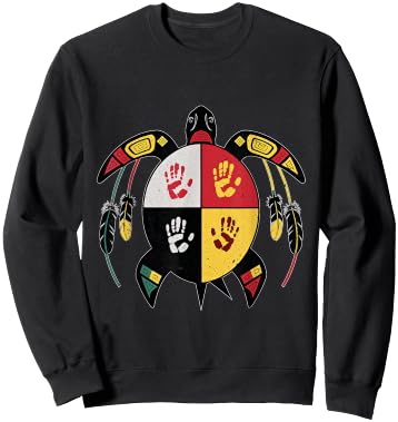 Medicine Wheel Indigenous Native American turtle MMIW Sweatshirt - Sweatshirt | Black