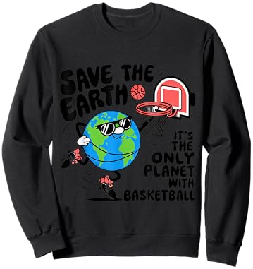 Save Earth Conservation Basketball Player Earth Day Kids Sweatshirt - Sweatshirt | Black