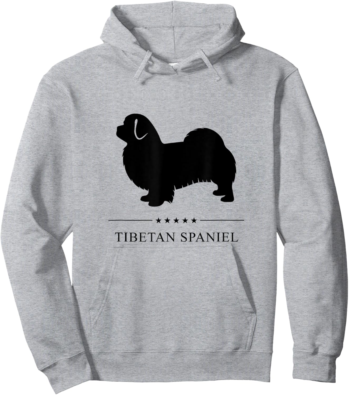 Tibetan Spaniel Black Silhouette Hoodie - Hoodie | Ash