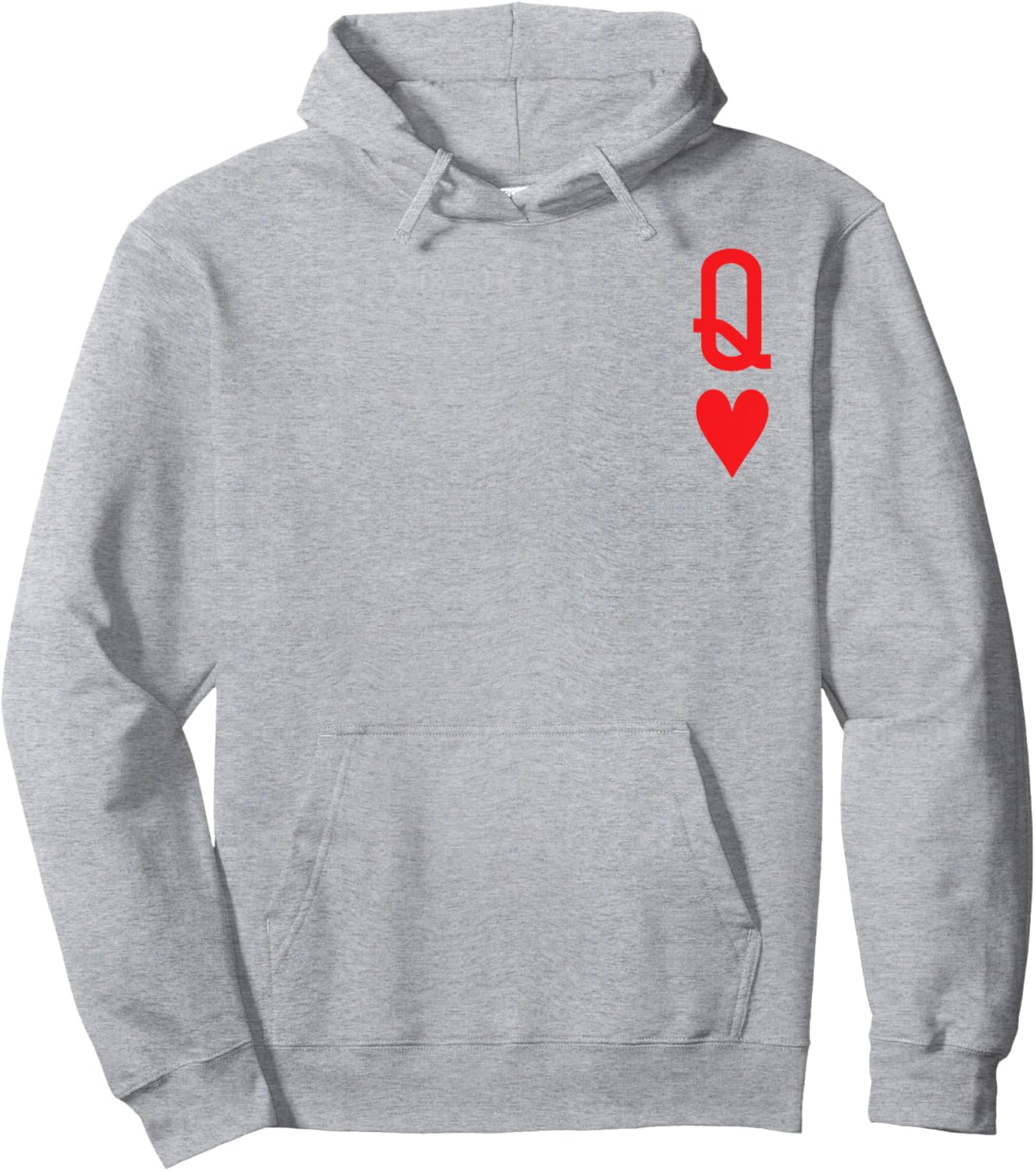 Queen of Hearts King of Heart Couple Matching Women Letter Q Hoodie - Hoodie | Ash