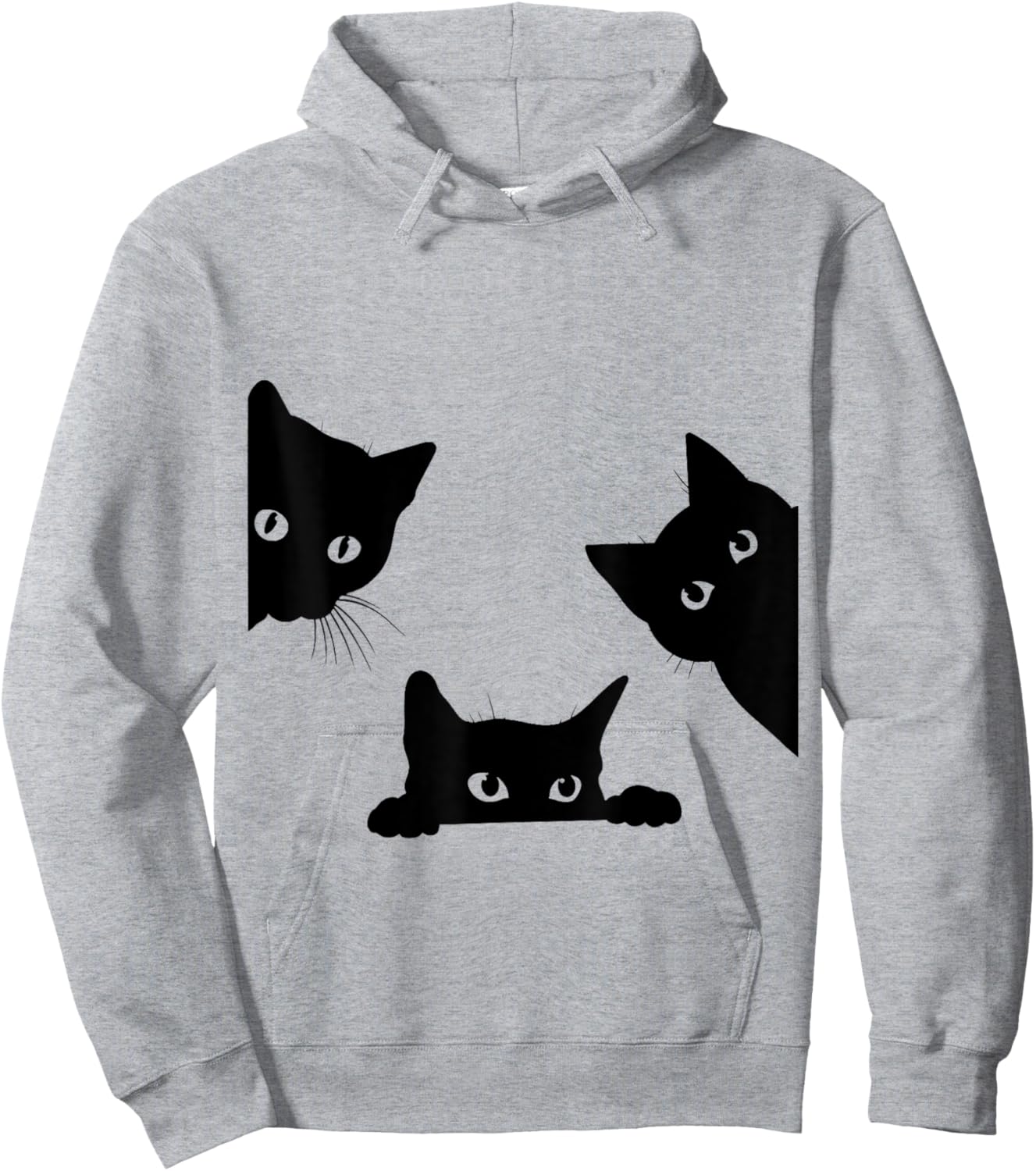 Black Cat Peeking Hoodie - Hoodie | Ash