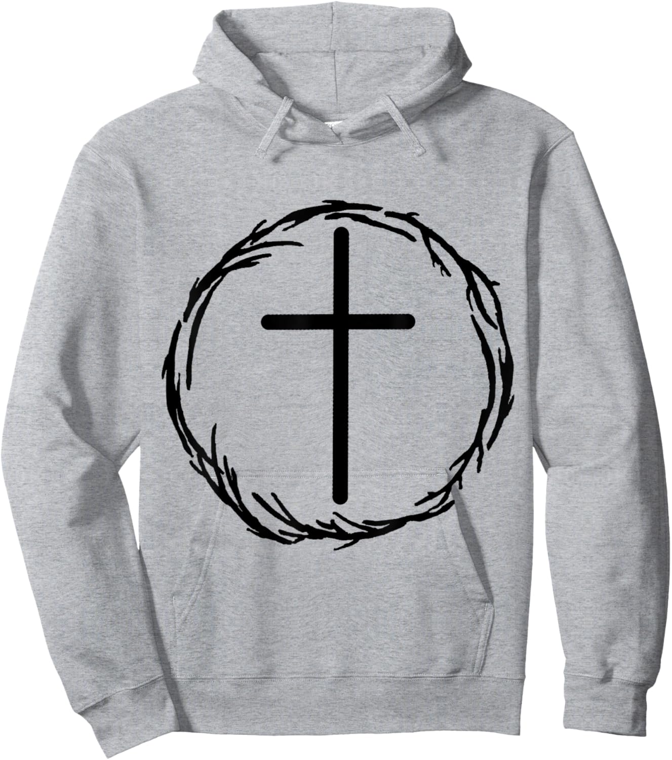 Cross and Crown of Thorns Christian Faith Bible Jesus Christ Hoodie - Hoodie | Ash