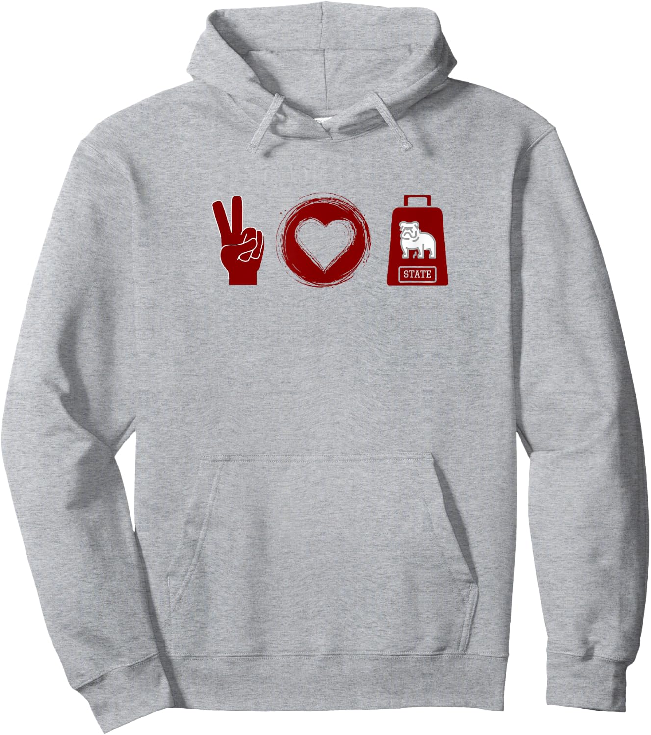 Peace, Love, Cowbell Mississippi Game Day Hoodie - Hoodie | Ash