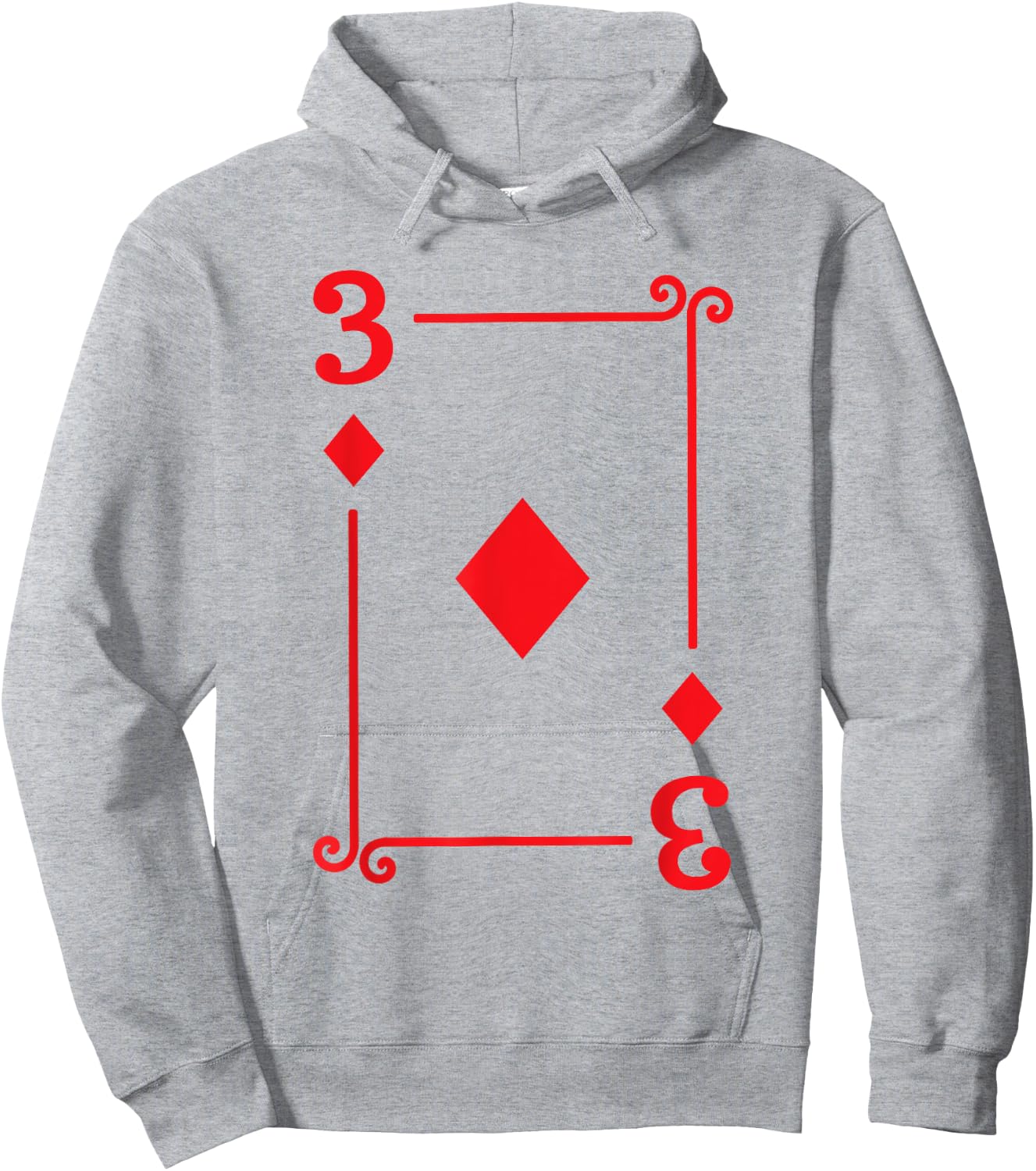Playing Card Costume - 3 Diamonds Card - Three Card Hoodie - Hoodie | Ash