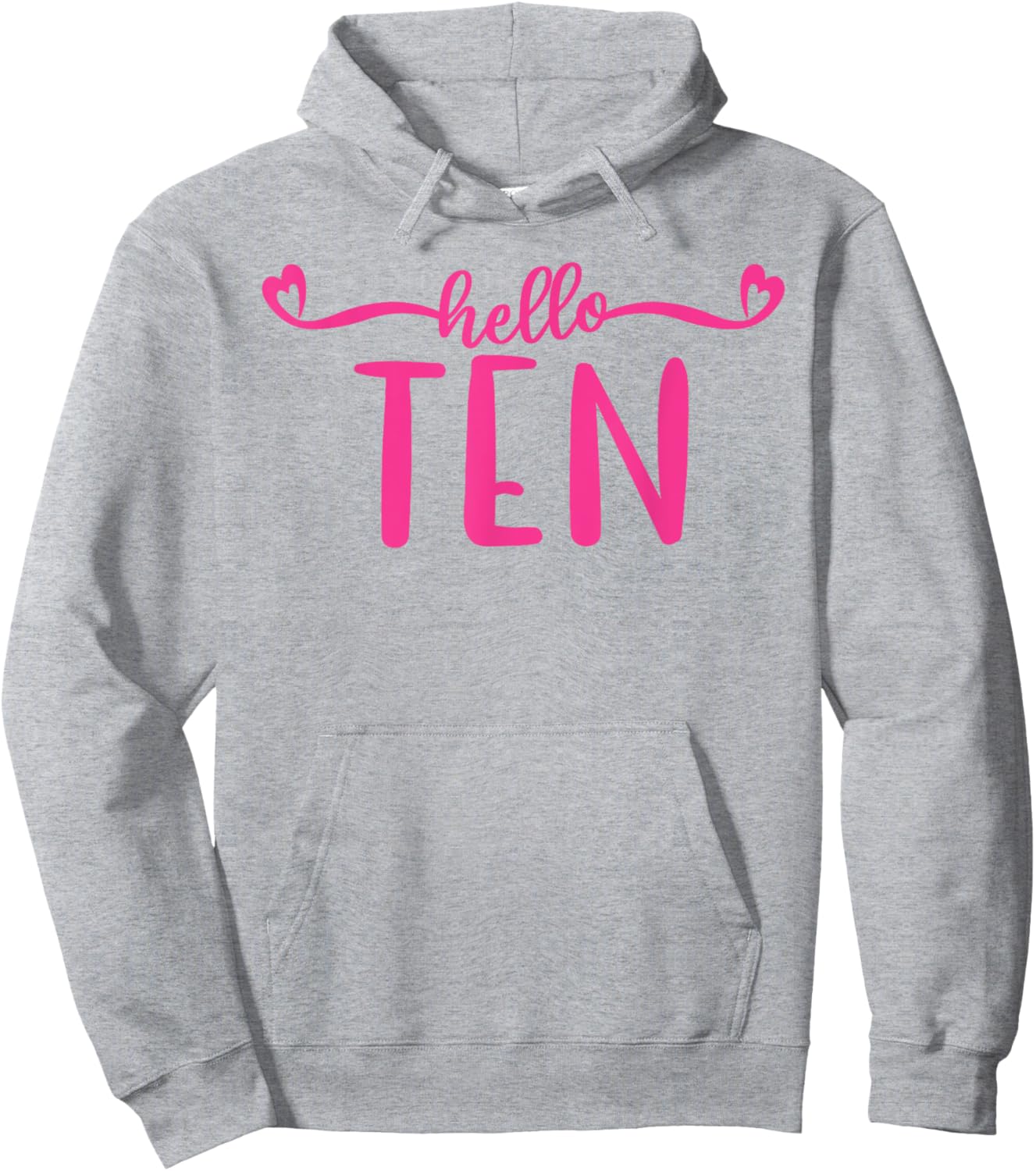 Hello Ten, 10 Years Old Cute For Girls, Pink 10th Birthday Hoodie - Hoodie | Ash