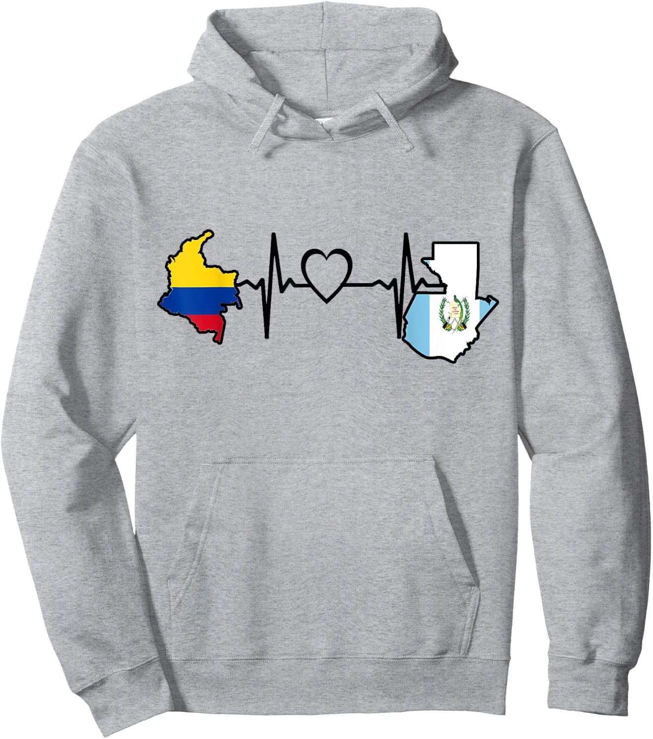 Guatemala Colombia Flag Guatemalan Colombian Heartbeat Hoodie - Hoodie | Ash