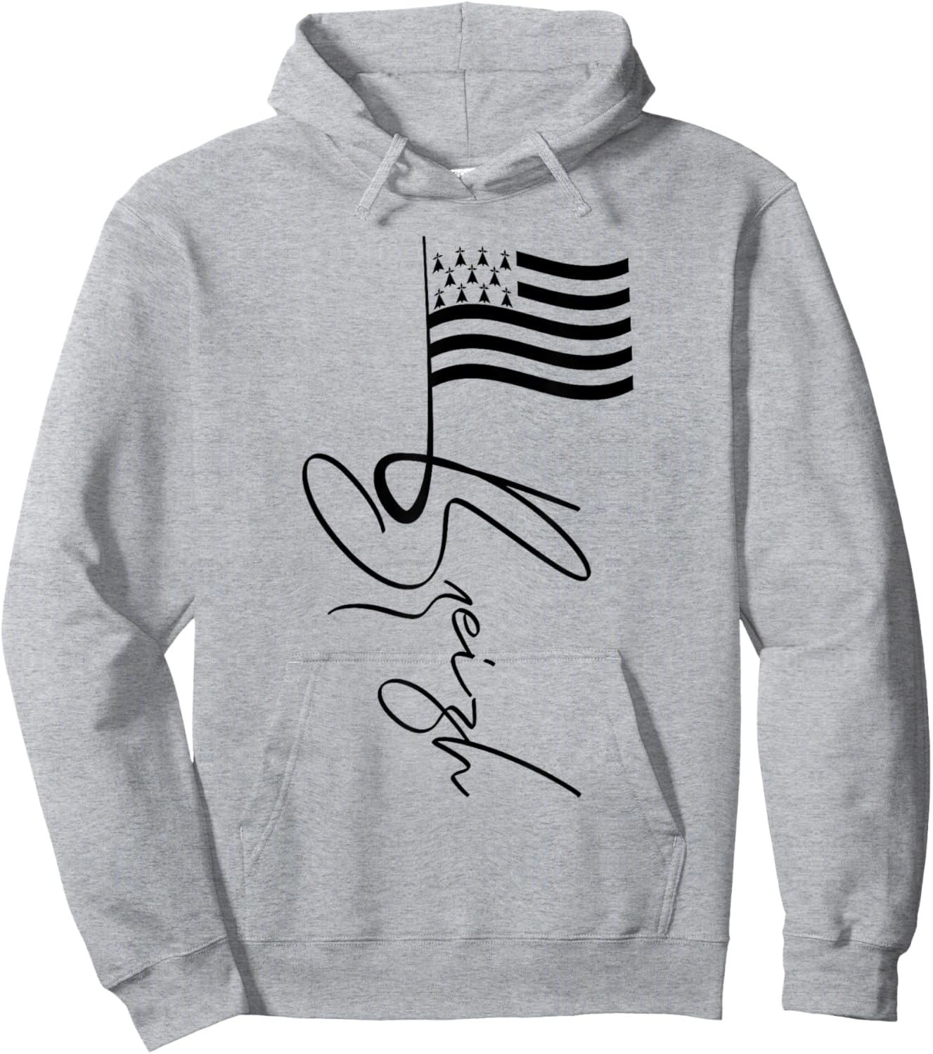Brittany France Signature Flag Pole - Breizh Breton Flag Hoodie - Hoodie | Ash