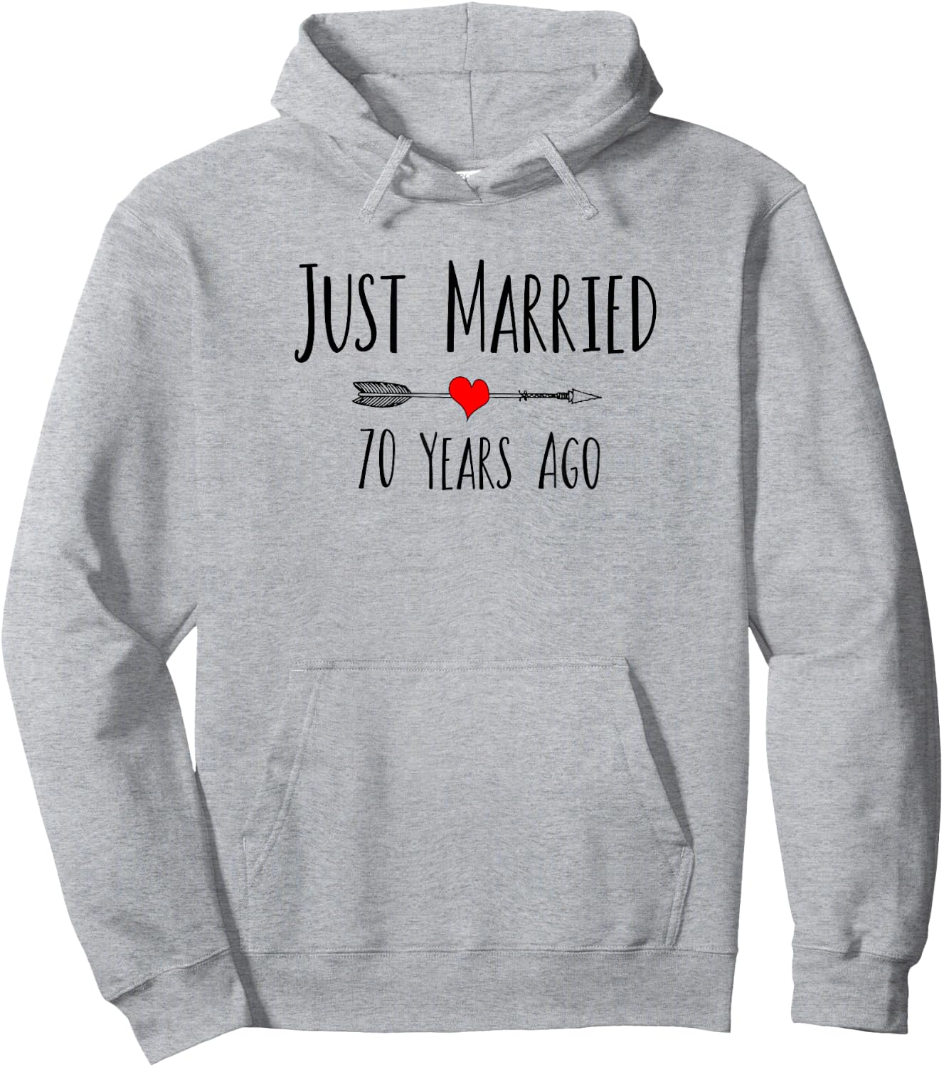 JUST MARRIED 70 YEARS AGO Husband Wife 70th Anniversary Hoodie - Hoodie | Ash