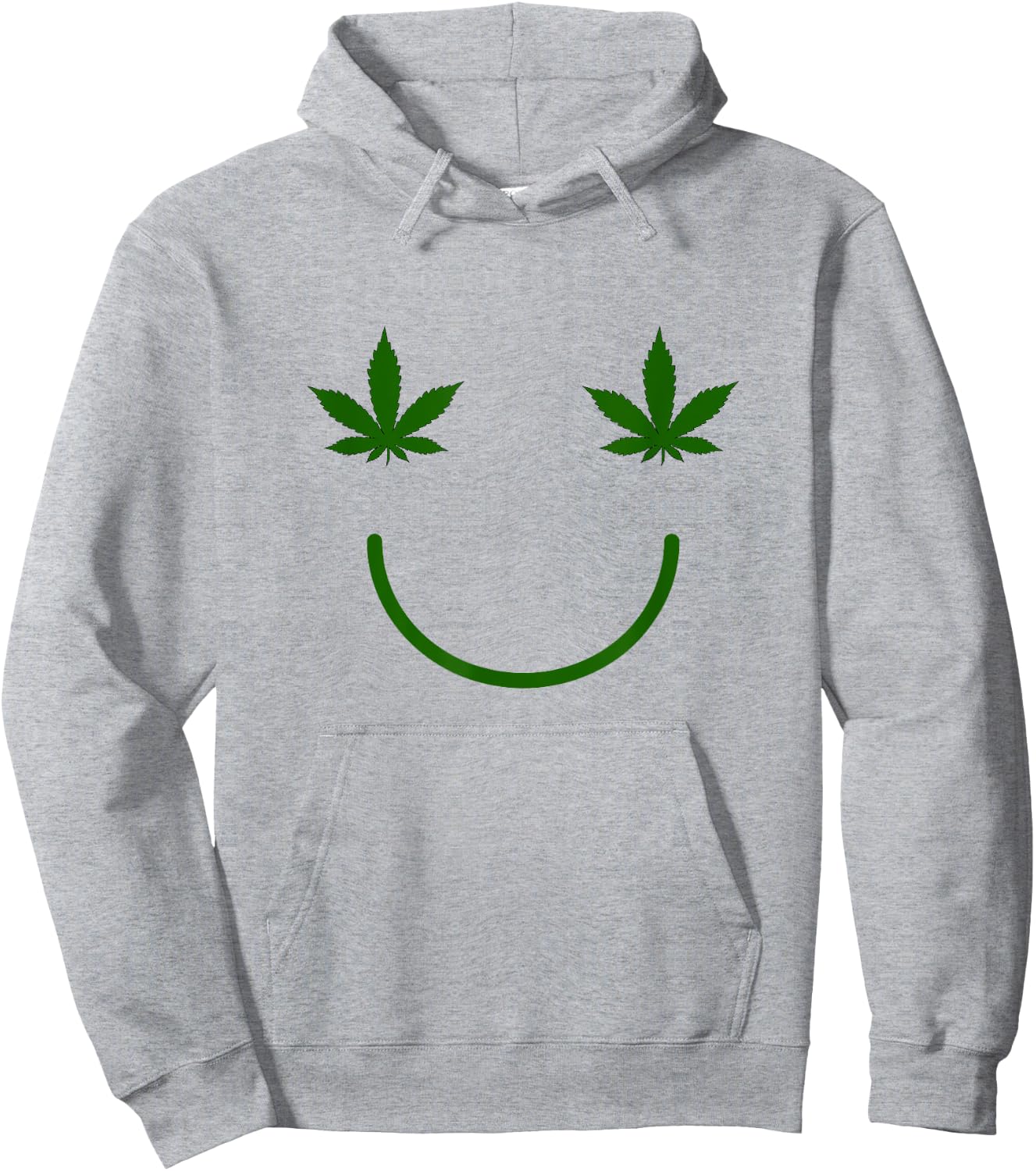 Weed Happy Face, Funny Smiling Pot Leaf Hoodie - Hoodie | Ash