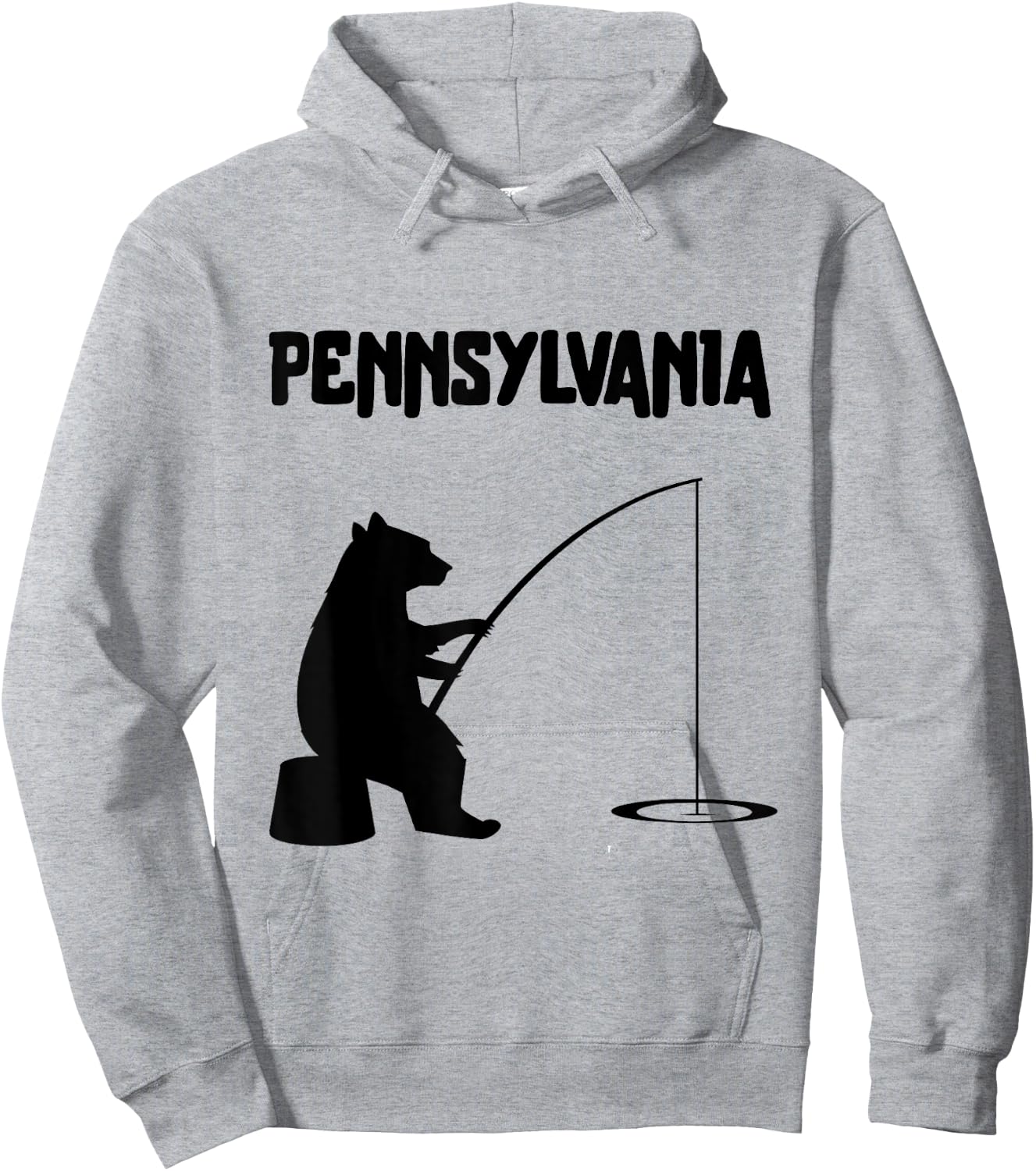 Pennsylvania Shirt | PA Bear Fishing Hoodie - Hoodie | Ash