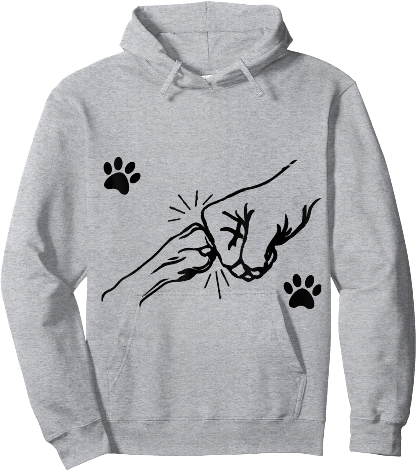 Dog Paw Fist Bump Best Friend Pet Designs Women Dog Lovers Grey Small Modern Graphic Hoodie - Hoodie | Ash